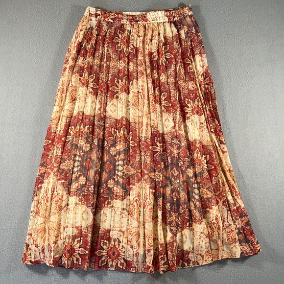 Anthropologie Akemi+Kin Red Laurel Canyon Pleated Maxi Skirt Boho chic XS - Picture 8 of 10